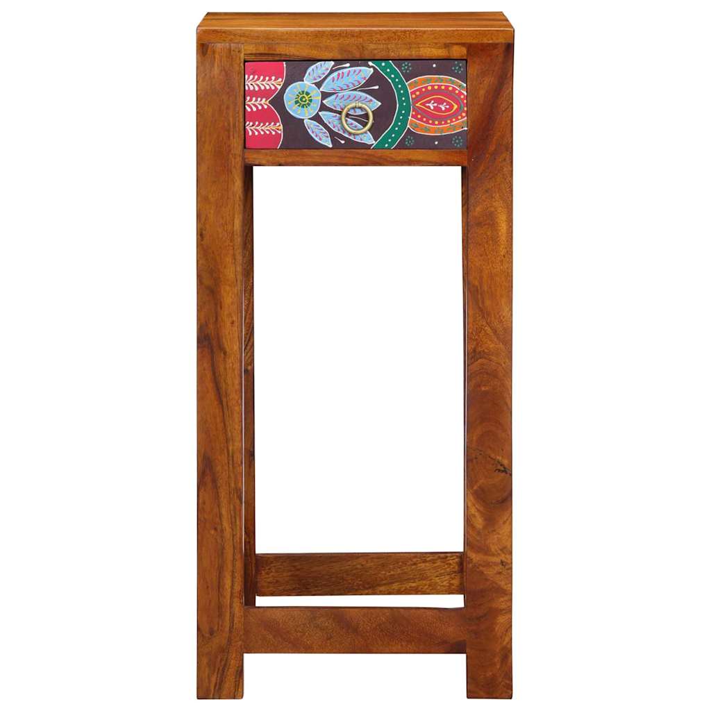Floral End Table with Drawer with Storage Brown 35 x 35 x 75 cm