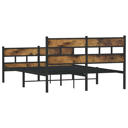 Metal Bed Frame without Mattress Smoked Oak 140x190 cm