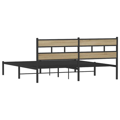 Metal Bed Frame without Mattress Sonoma Oak 180x200 cm Super King