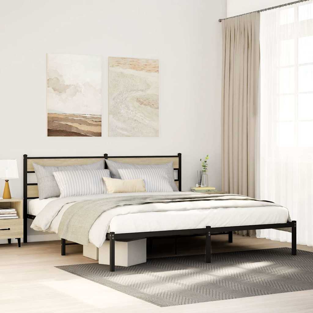 Metal Bed Frame without Mattress Sonoma Oak 183x213 cm
