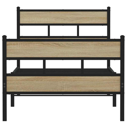 Metal Bed Frame without Mattress Sonoma Oak 100x190 cm