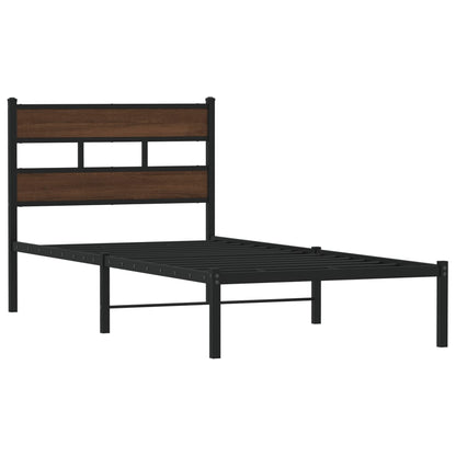 Bed Frame without Mattress with Headboard Brown Oak 90x190 cm Single