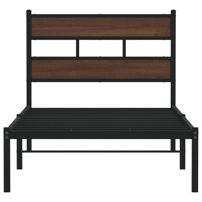 Bed Frame without Mattress with Headboard Brown Oak 90x190 cm Single