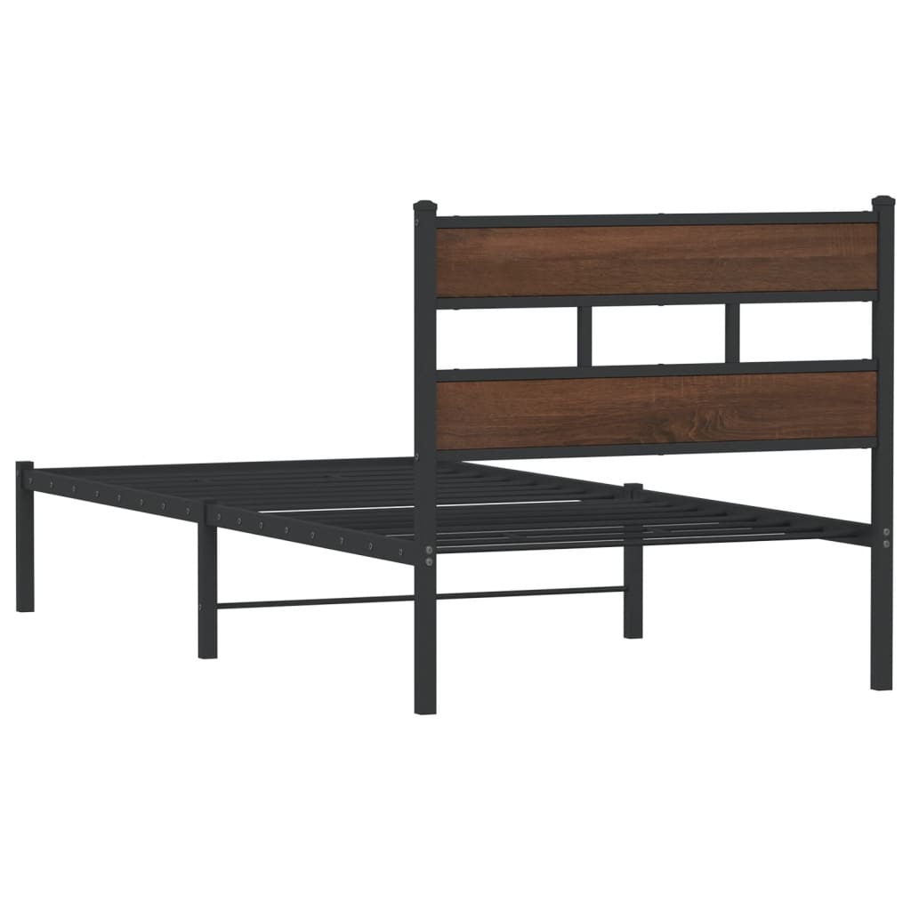 Bed Frame without Mattress with Headboard Brown Oak 90x190 cm Single