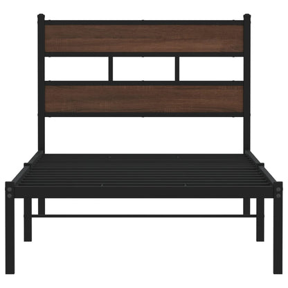 Bed Frame without Mattress with Headboard Brown Oak 100x190 cm
