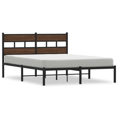 Bed Frame without Mattress with Headboard Brown Oak 137x190 cm
