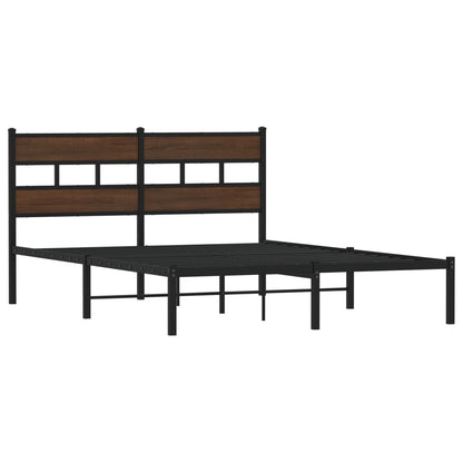 Bed Frame without Mattress with Headboard Brown Oak 137x190 cm
