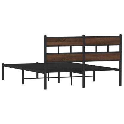 Bed Frame without Mattress with Headboard Brown Oak 137x190 cm
