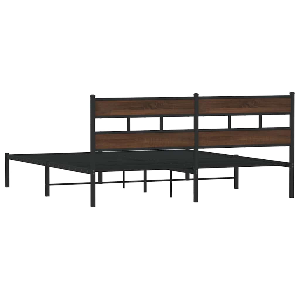 Bed Frame without Mattress with Headboard Brown Oak 190x200 cm