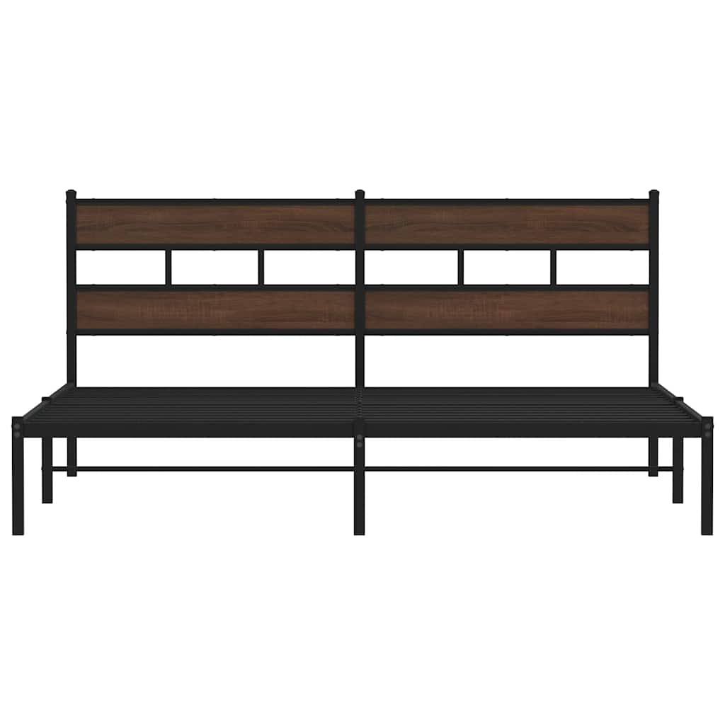 Bed Frame without Mattress with Headboard Brown Oak 200x200 cm