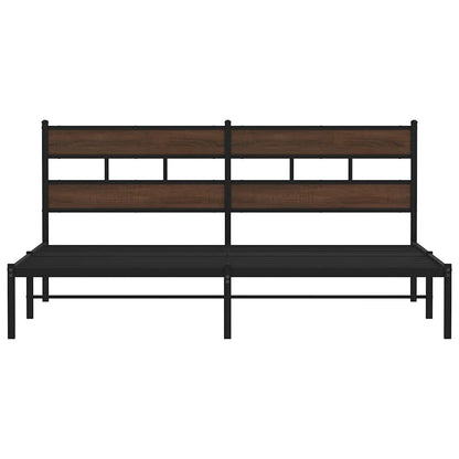 Bed Frame without Mattress with Headboard Brown Oak 200x200 cm