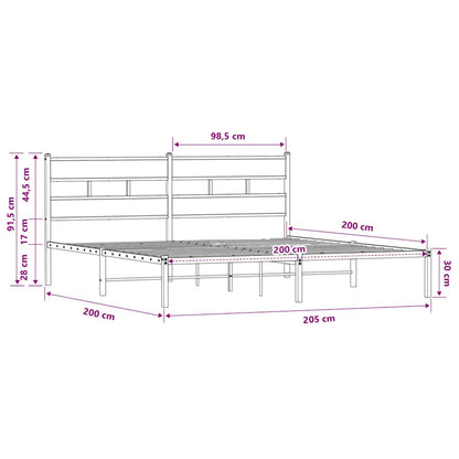 Bed Frame without Mattress with Headboard Brown Oak 200x200 cm