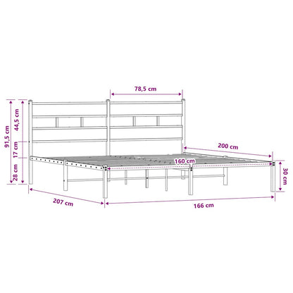 Bed Frame without Mattress with Headboard Sonoma Oak 160x200 cm