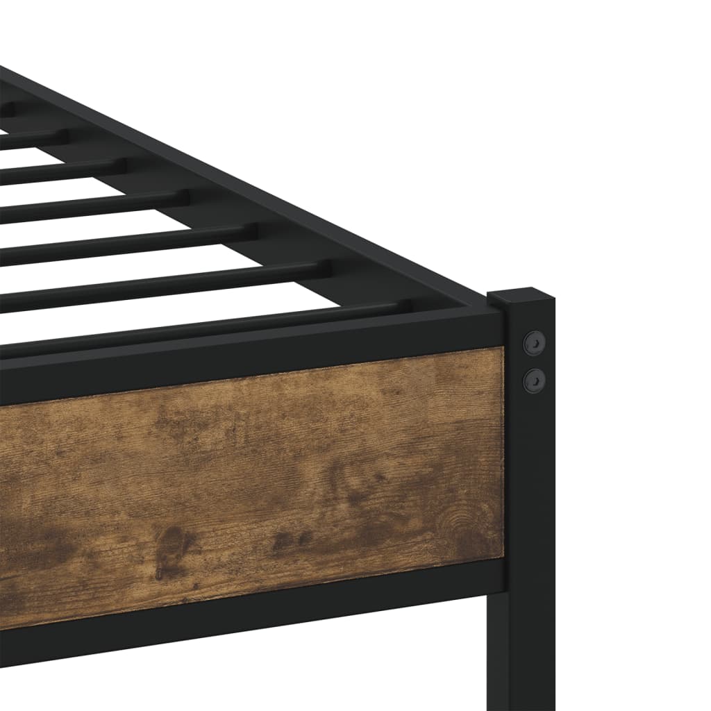 Metal Bed Frame without Mattress Smoked Oak 90x200 cm