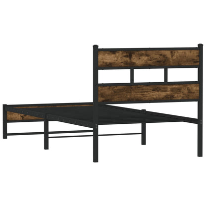 Metal Bed Frame without Mattress Smoked Oak 100x190 cm