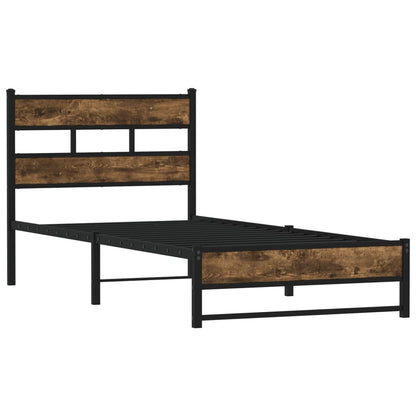 Metal Bed Frame without Mattress Smoked Oak 100x200 cm