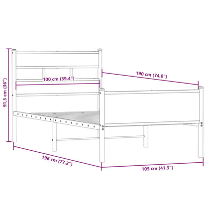 Bed Frame without Mattress Smoked Oak 100x190 cm Engineered Wood