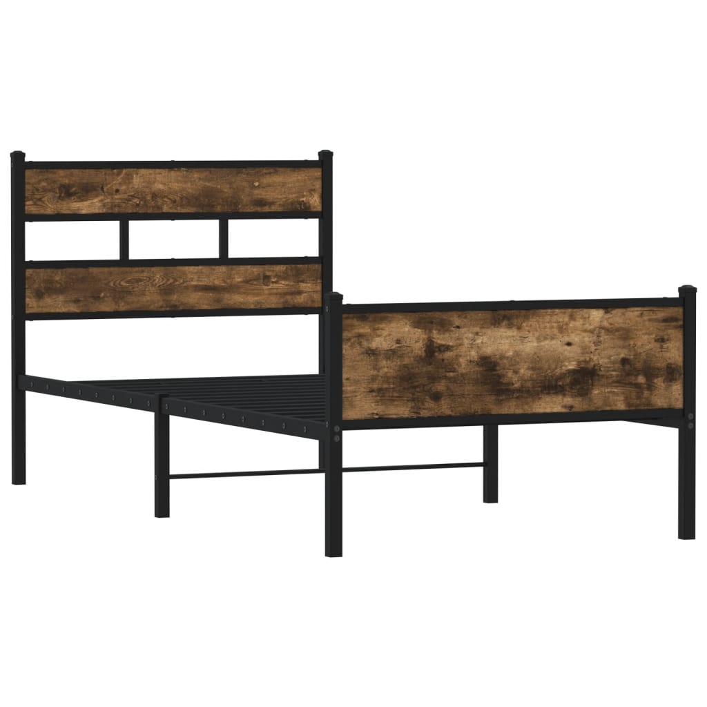 Bed Frame without Mattress Smoked Oak 100x200 cm Engineered Wood