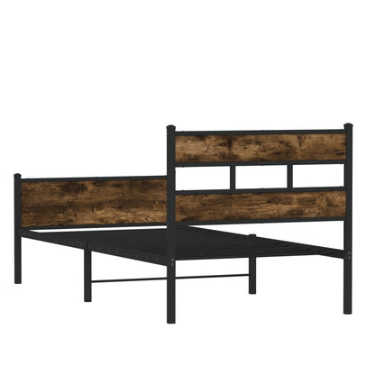 Bed Frame without Mattress Smoked Oak 100x200 cm Engineered Wood