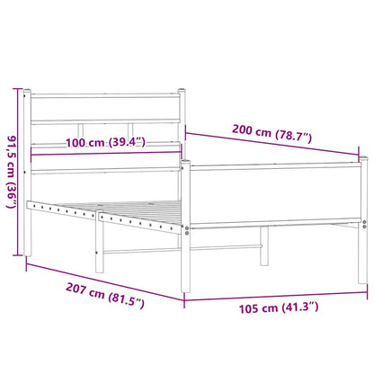 Bed Frame without Mattress Smoked Oak 100x200 cm Engineered Wood
