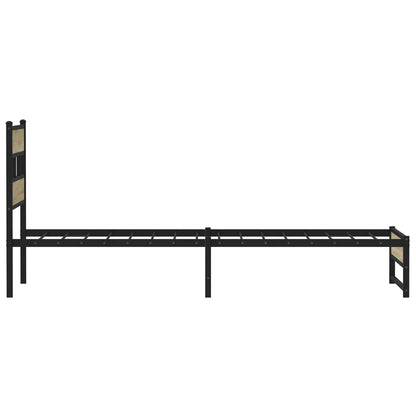 Metal Bed Frame without Mattress Sonoma Oak 75x190 cm Small Single