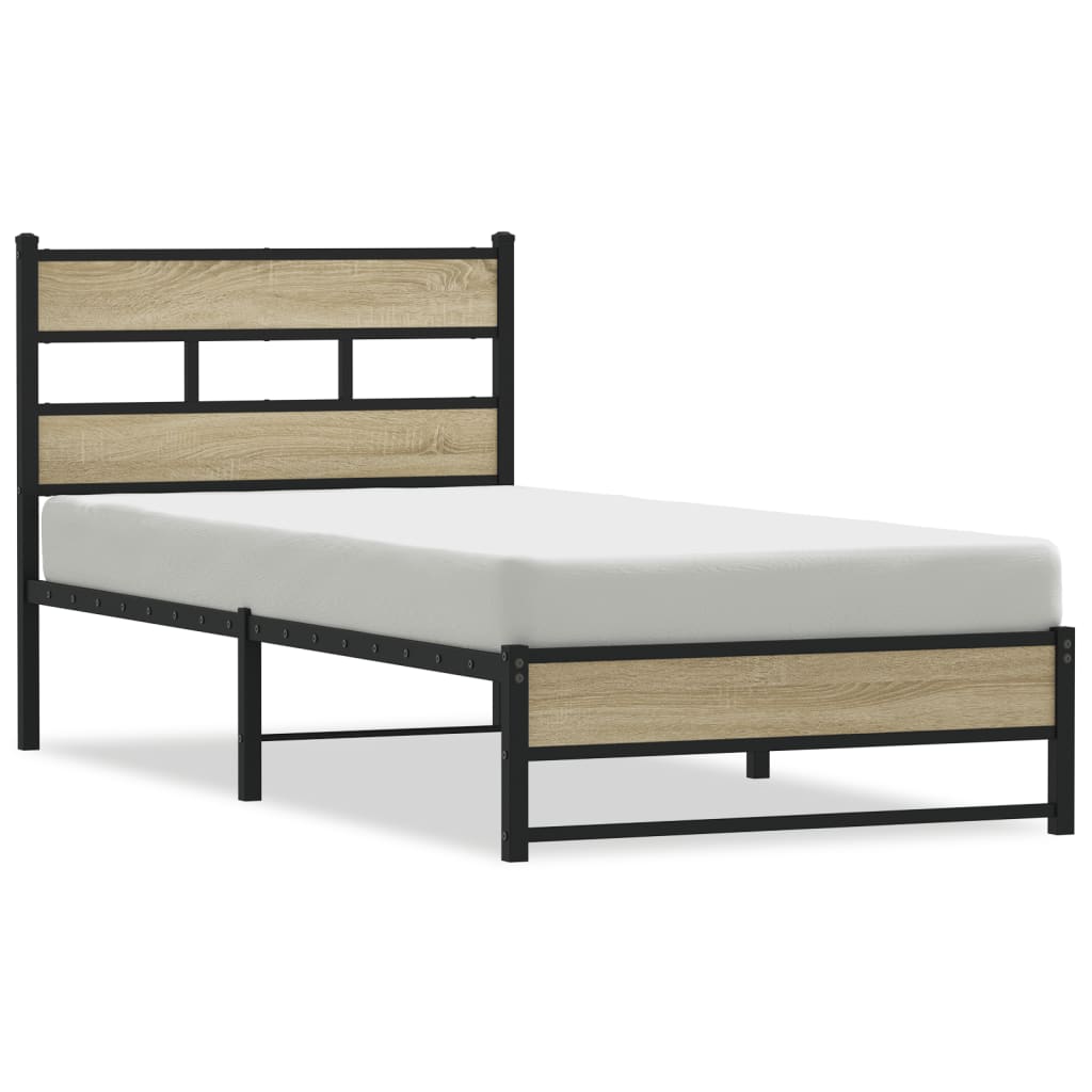 Metal Bed Frame without Mattress Sonoma Oak 80x200 cm