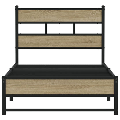 Metal Bed Frame without Mattress Sonoma Oak 80x200 cm