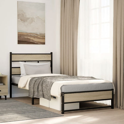 Metal Bed Frame without Mattress Sonoma Oak 80x200 cm
