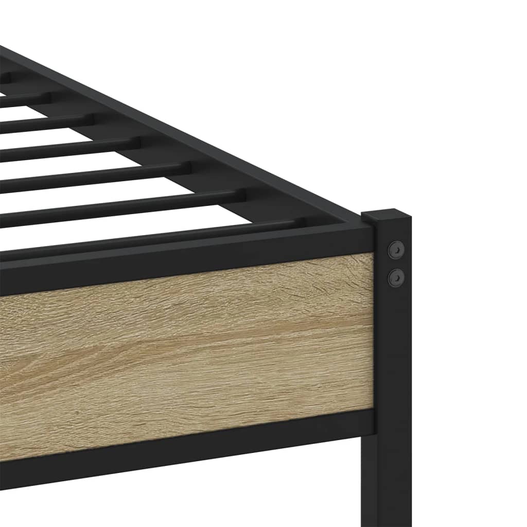 Metal Bed Frame without Mattress Sonoma Oak 100x200 cm