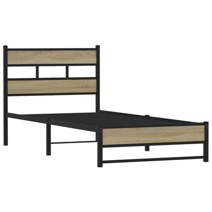 Metal Bed Frame without Mattress Sonoma Oak 107x203 cm