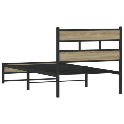 Metal Bed Frame without Mattress Sonoma Oak 107x203 cm