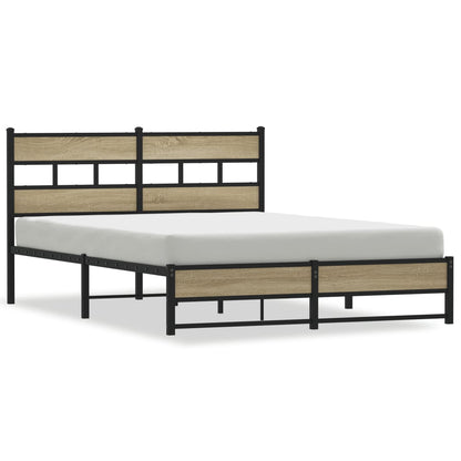 Metal Bed Frame without Mattress Sonoma Oak 160x200 cm