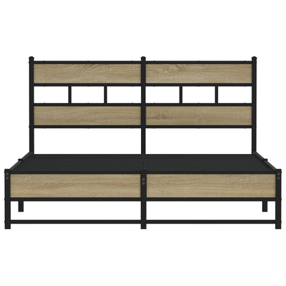 Metal Bed Frame without Mattress Sonoma Oak 160x200 cm