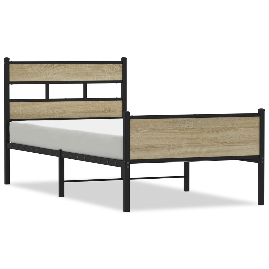 Bed Frame without Mattress Sonoma Oak 100x190 cm Engineered Wood