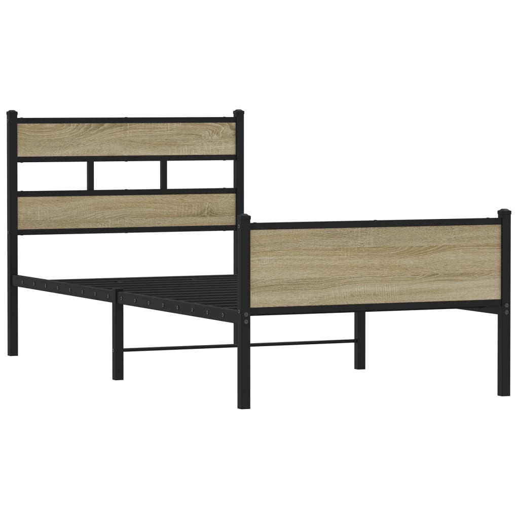 Bed Frame without Mattress Sonoma Oak 100x190 cm Engineered Wood