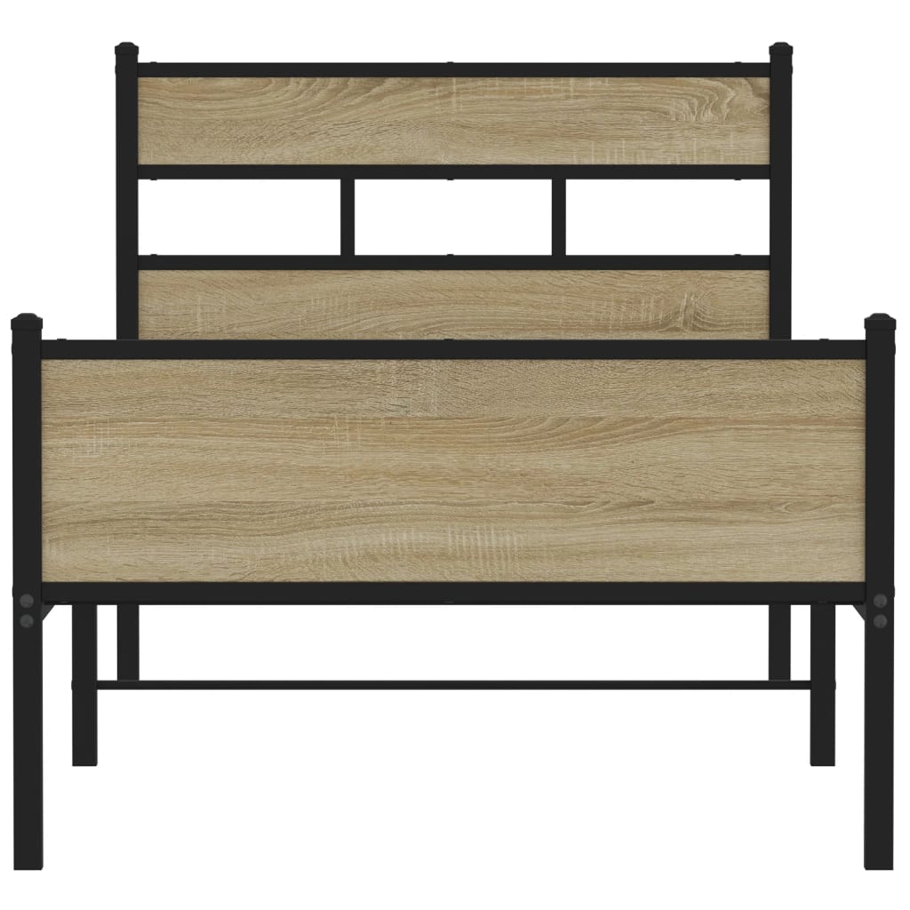 Bed Frame without Mattress Sonoma Oak 100x190 cm Engineered Wood
