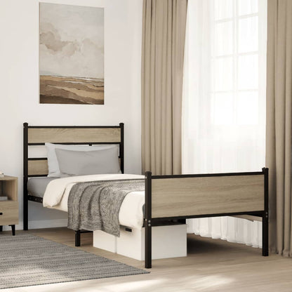 Bed Frame without Mattress Sonoma Oak 100x190 cm Engineered Wood