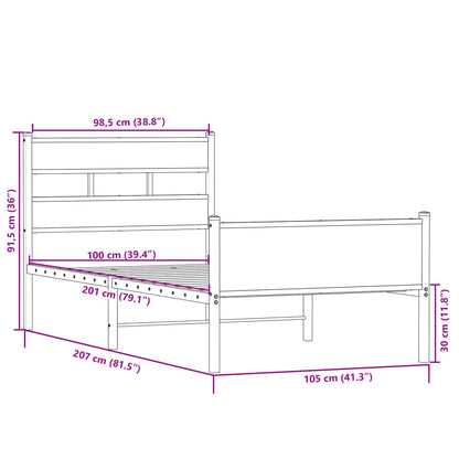 Bed Frame without Mattress Sonoma Oak 100x200 cm Engineered Wood