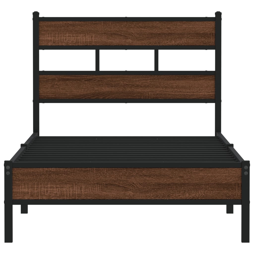 Bed Frame without Mattress Brown Oak 75x190 cm Small Single Engineered Wood