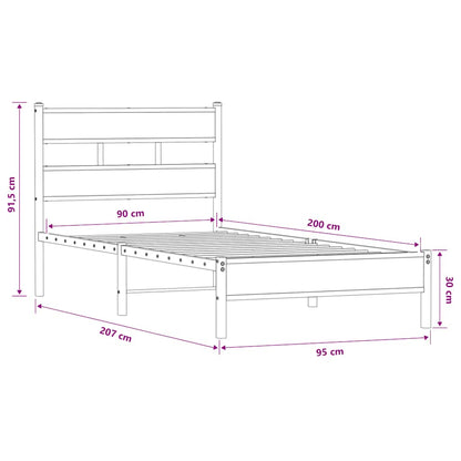 Bed Frame without Mattress Brown Oak 90x200 cm Engineered Wood