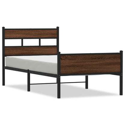 Bed Frame without Mattress Brown Oak 100x190 cm Engineered Wood
