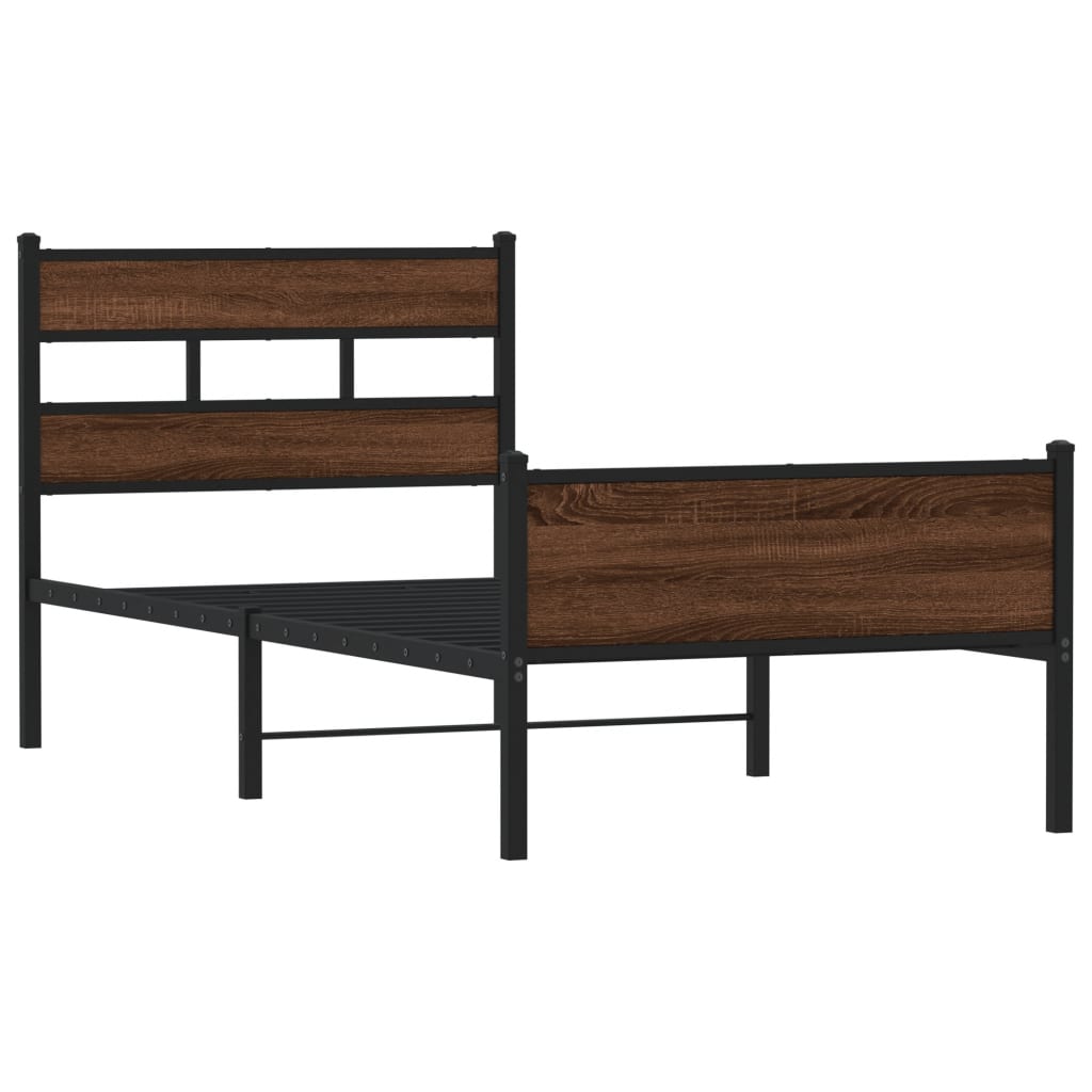Bed Frame without Mattress Brown Oak 100x190 cm Engineered Wood