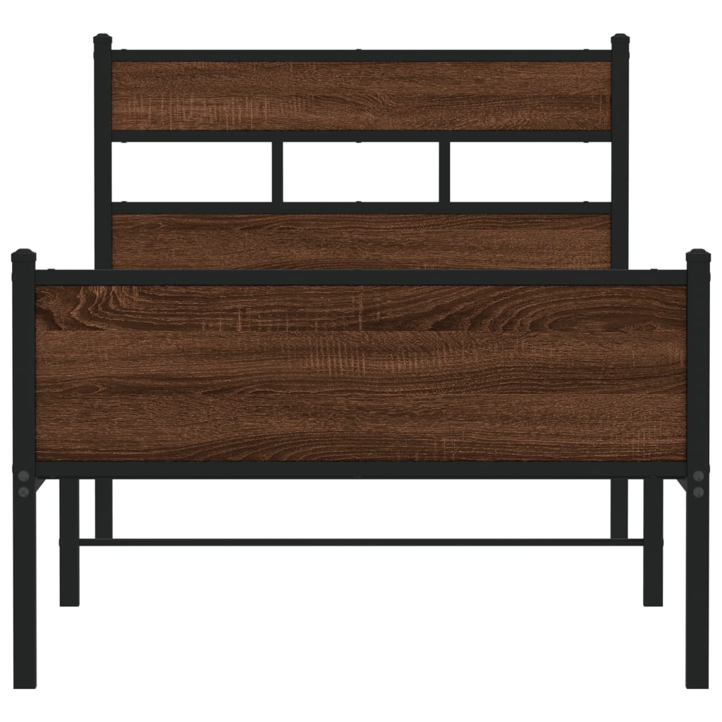 Bed Frame without Mattress Brown Oak 100x190 cm Engineered Wood