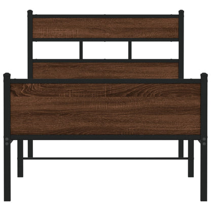 Bed Frame without Mattress Brown Oak 100x190 cm Engineered Wood