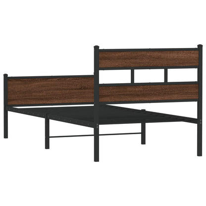 Bed Frame without Mattress Brown Oak 100x190 cm Engineered Wood