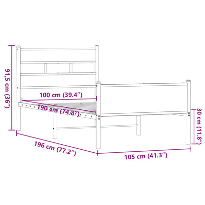 Bed Frame without Mattress Brown Oak 100x190 cm Engineered Wood