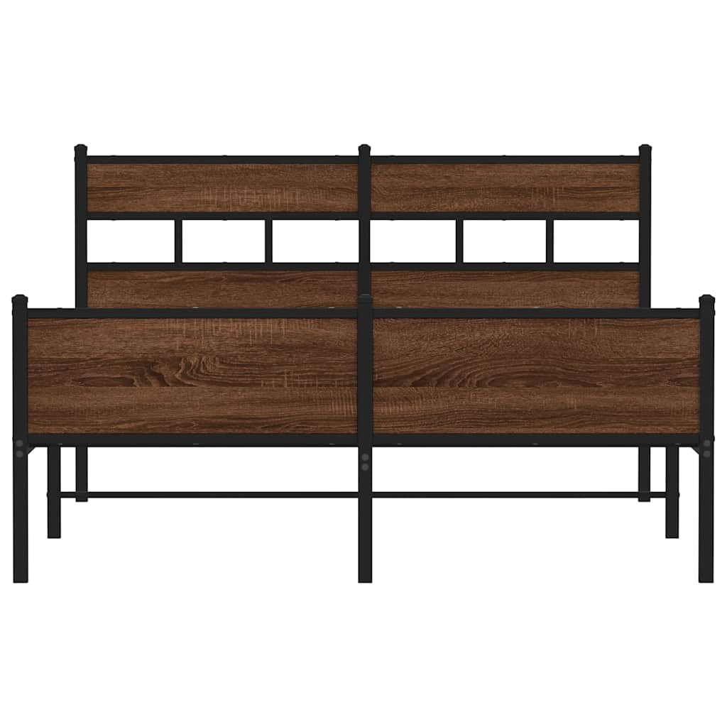 Bed Frame without Mattress Brown Oak 140x190 cm Engineered Wood