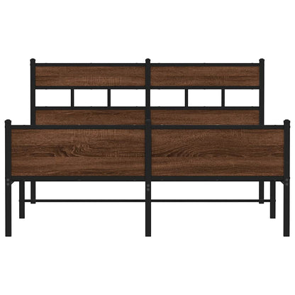 Bed Frame without Mattress Brown Oak 140x190 cm Engineered Wood