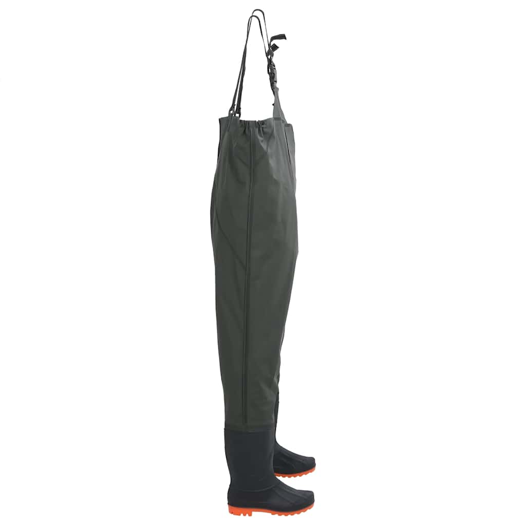 Chest Waders with Boots Dark Green Size 46