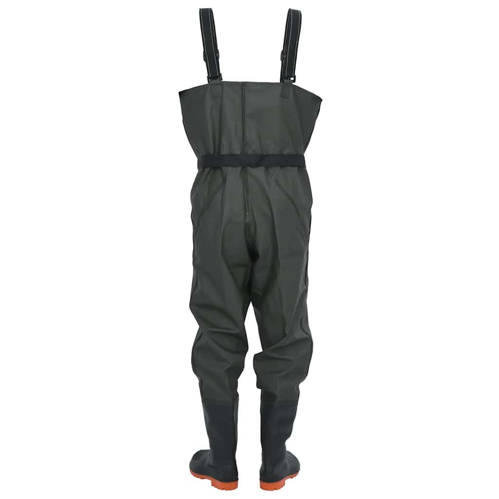 Chest Waders with Boots and Belt Dark Green Size 44
